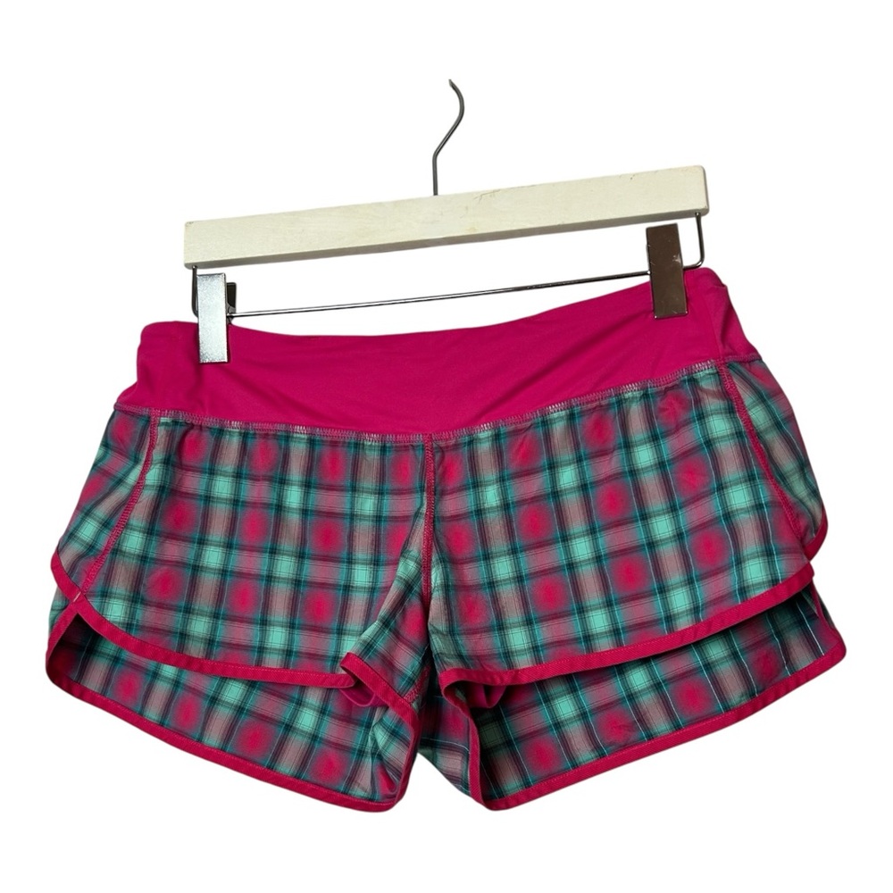 Lululemon Plaid Senorita Pink Check Running Yoga Lined 2.5” Speed Shorts 8 - Picture 5 of 5